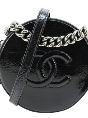Chanel  Round as Earth Patent Leather Crossbody Bag Black